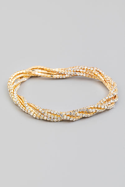 Rhinestone Chain Twist Stretch Bracelet