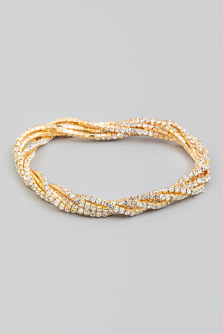 Rhinestone Chain Twist Stretch Bracelet