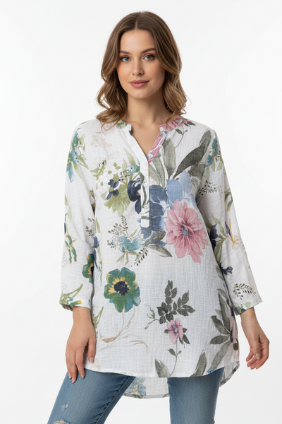 Long Sleeve Print Cotton Top