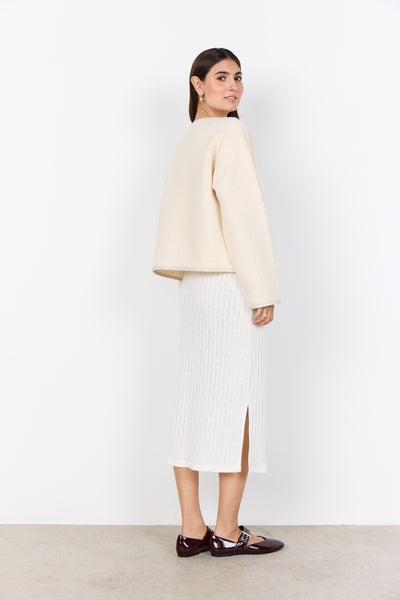 Toggle Button Jacket With Faux Leather Trim Detail