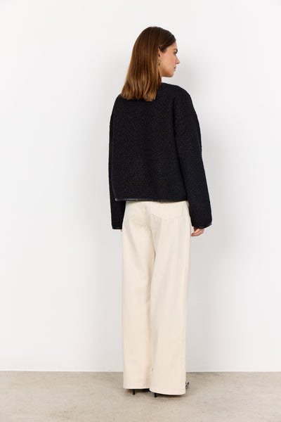 Toggle Button Jacket With Faux Leather Trim Detail