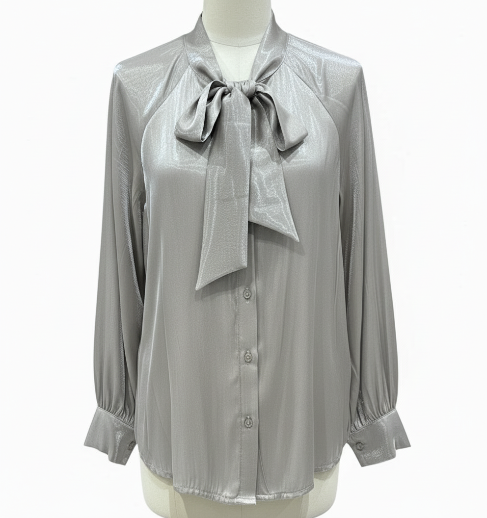 Tie Neck Sateen Blouse