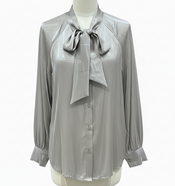 Tie Neck Sateen Blouse