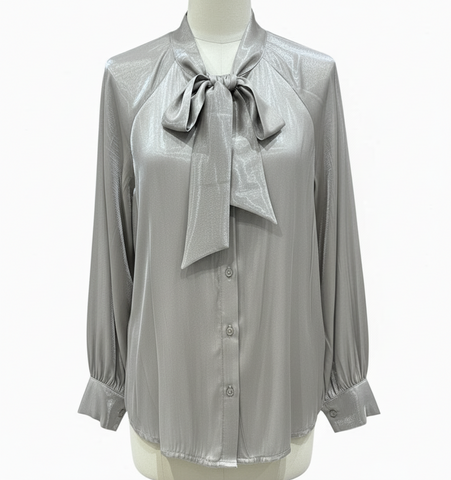 Tie Neck Sateen Blouse