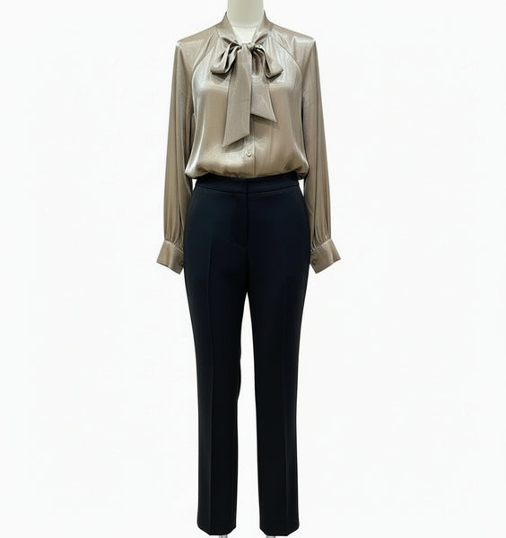 Tie Neck Sateen Blouse