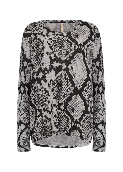 Long Sleeve Snake Print Knit Top