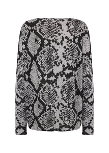 Long Sleeve Snake Print Knit Top