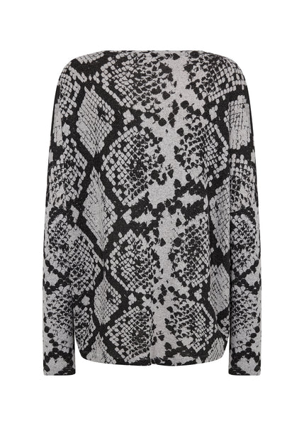 Long Sleeve Snake Print Knit Top