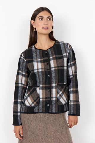 Plaid Round Neck Jacket