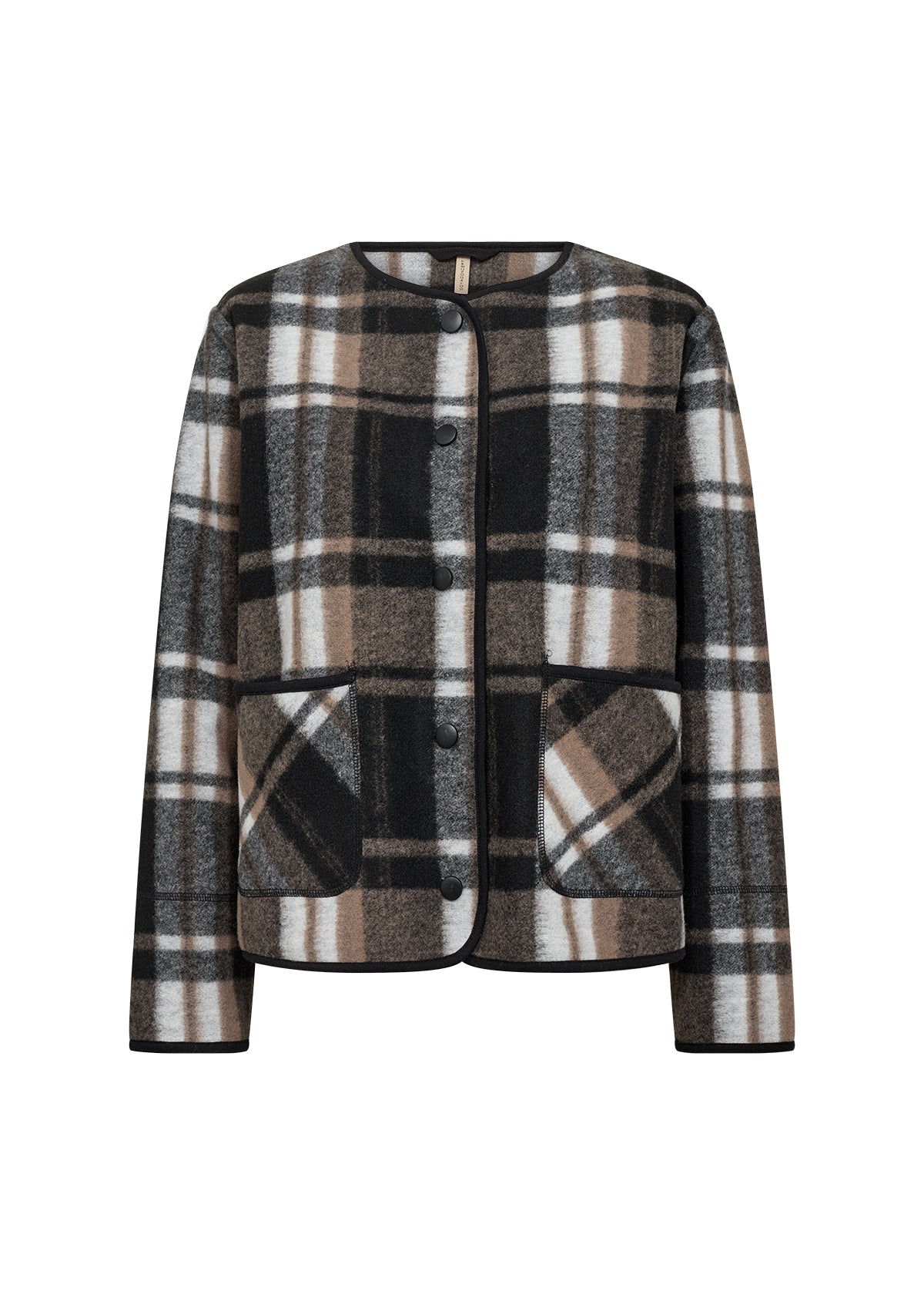 Plaid Round Neck Jacket