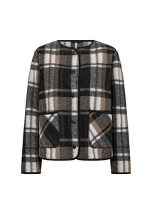 Plaid Round Neck Jacket