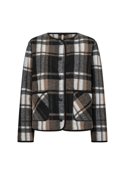 Plaid Round Neck Jacket