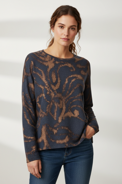 Long Sleeve Abstract Print Top