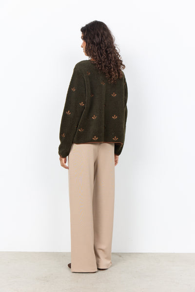 Button Front Textured Pattern Cardigan