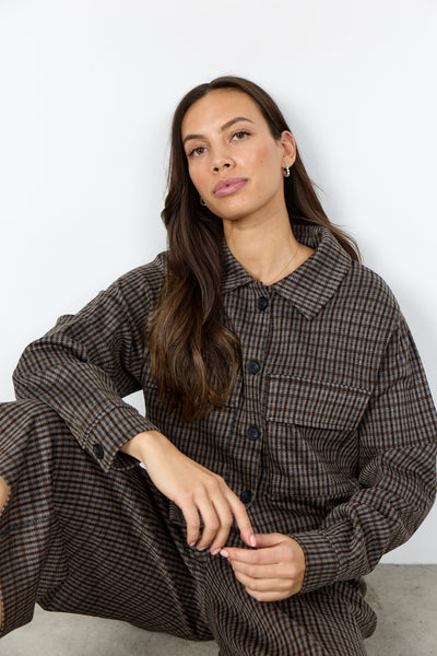 Button Front Checked Print Jacket