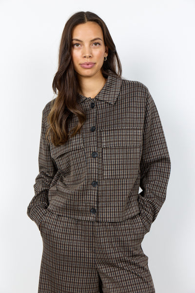 Button Front Checked Print Jacket