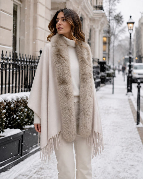 Scarf With Faux Fur Trim