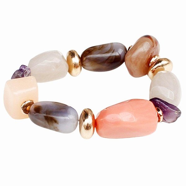 Mixed Resin Marble Bead Stretch Bracelet