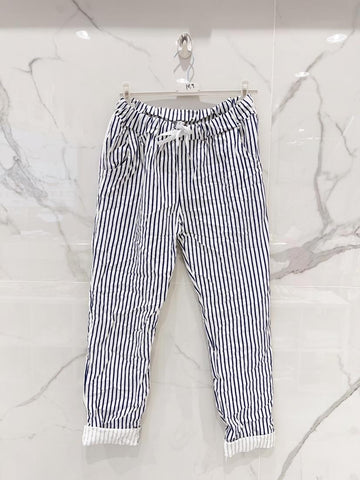 Stripe Draw String Waist Pants- Italian