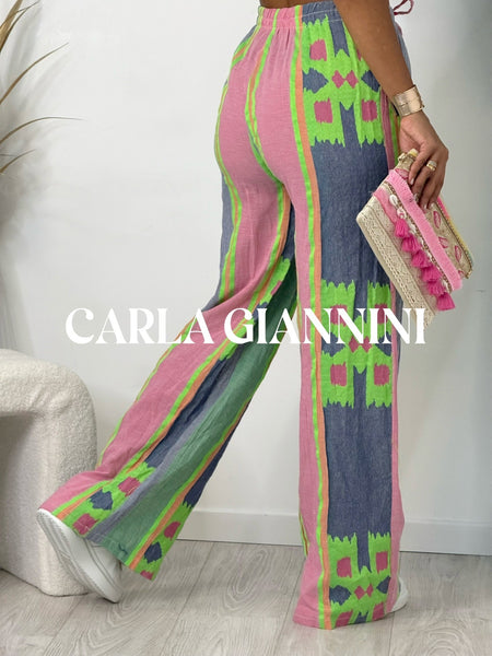 Print Cotton Mix Pants