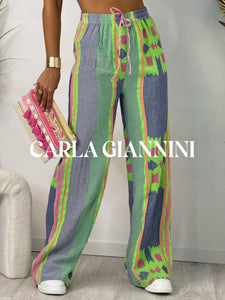 Print Cotton Mix Pants
