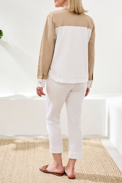 Long Sleeve Button Front Color Block Jacket