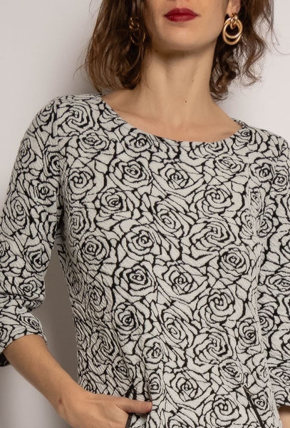 3/4 Sleeve Print Dress