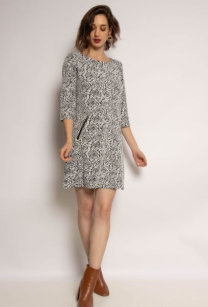 3/4 Sleeve Print Dress