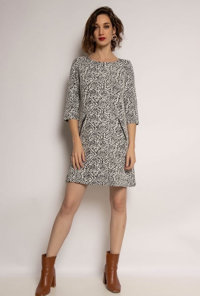 3/4 Sleeve Print Dress