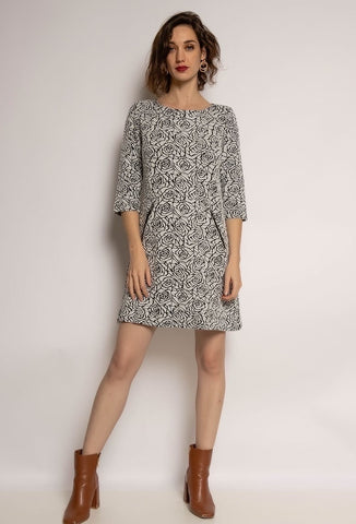 3/4 Sleeve Print Dress