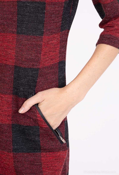 3/4 Sleeve Plaid Dress