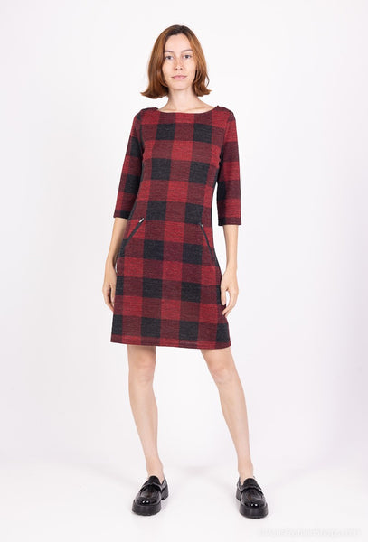3/4 Sleeve Plaid Dress