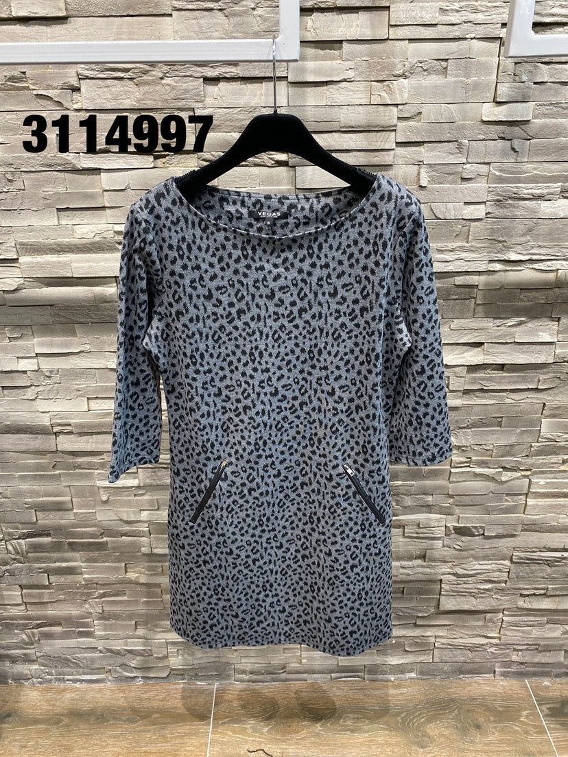 3/4 Sleeve Leopard Print Dress