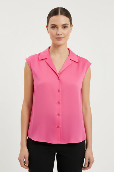 Button Front Sateen Top