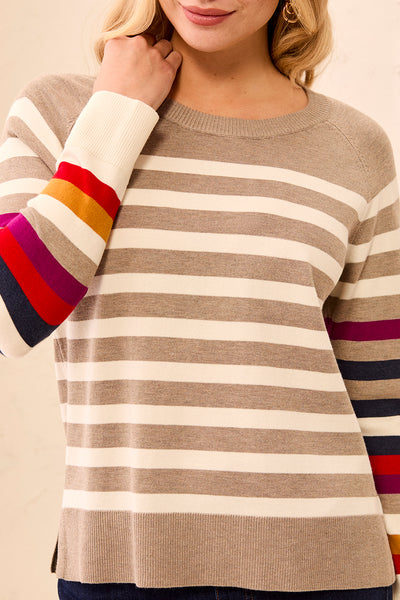 Crew Neck Stripe Sweater
