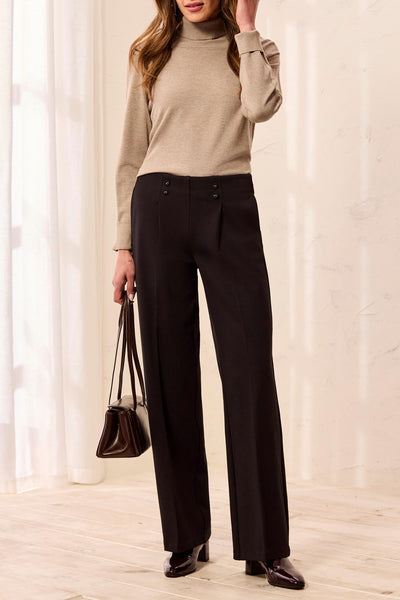 Flatten It Pull-On Pants With Button Detail