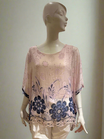 Floral Print Silk Top-Italian