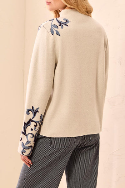 Funnel Neck Floral Print Sweater