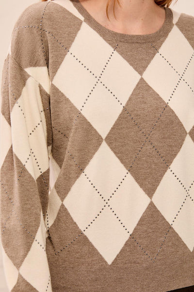 Crew Neck Sweater With Stud Detail