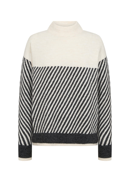 Long Sleeve Mock Neck Stripe Detail Sweater
