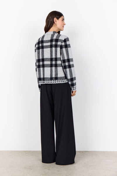Long Sleeve Mock Neck Zip Plaid Cardigan