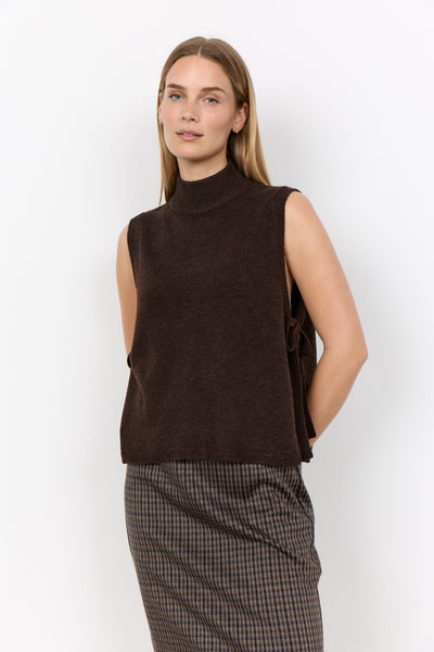 Mock Neck Side Tie Knit Vest