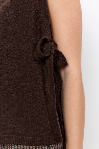 Mock Neck Side Tie Knit Vest