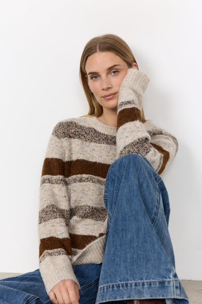 Long Sleeve Textured Stripe Sweater
