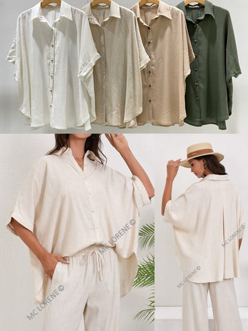 Short Sleeve Linen Blouse
