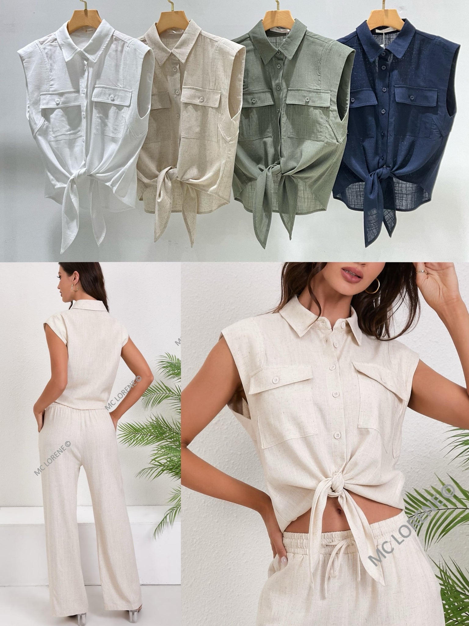 Short Sleeve Tie Front Top