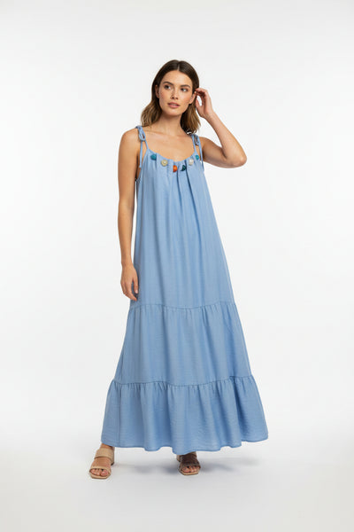 Strap Sleeve Detail Neck Dress