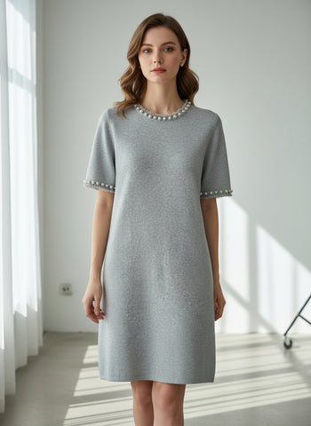 Pearl Trim Knit Dress