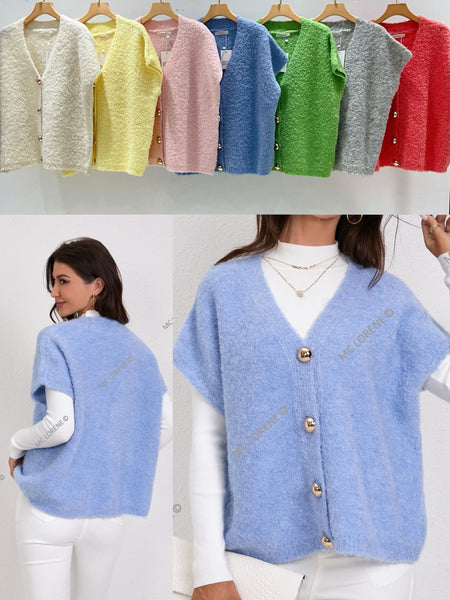 Button Front Knit Vest