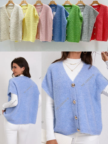 Button Front Knit Vest